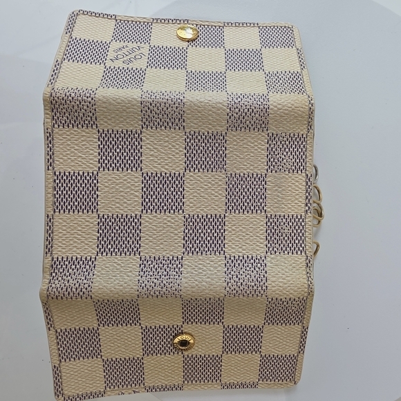 Louis Vuitton Damier Azur 6 Key Card Holder Monogram Gray Beige Cream - Picture 7 of 16